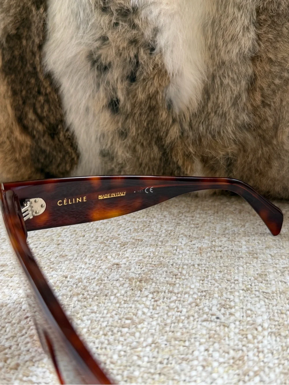 Celine Tortoiseshell Brown Rectangular Sunglasses